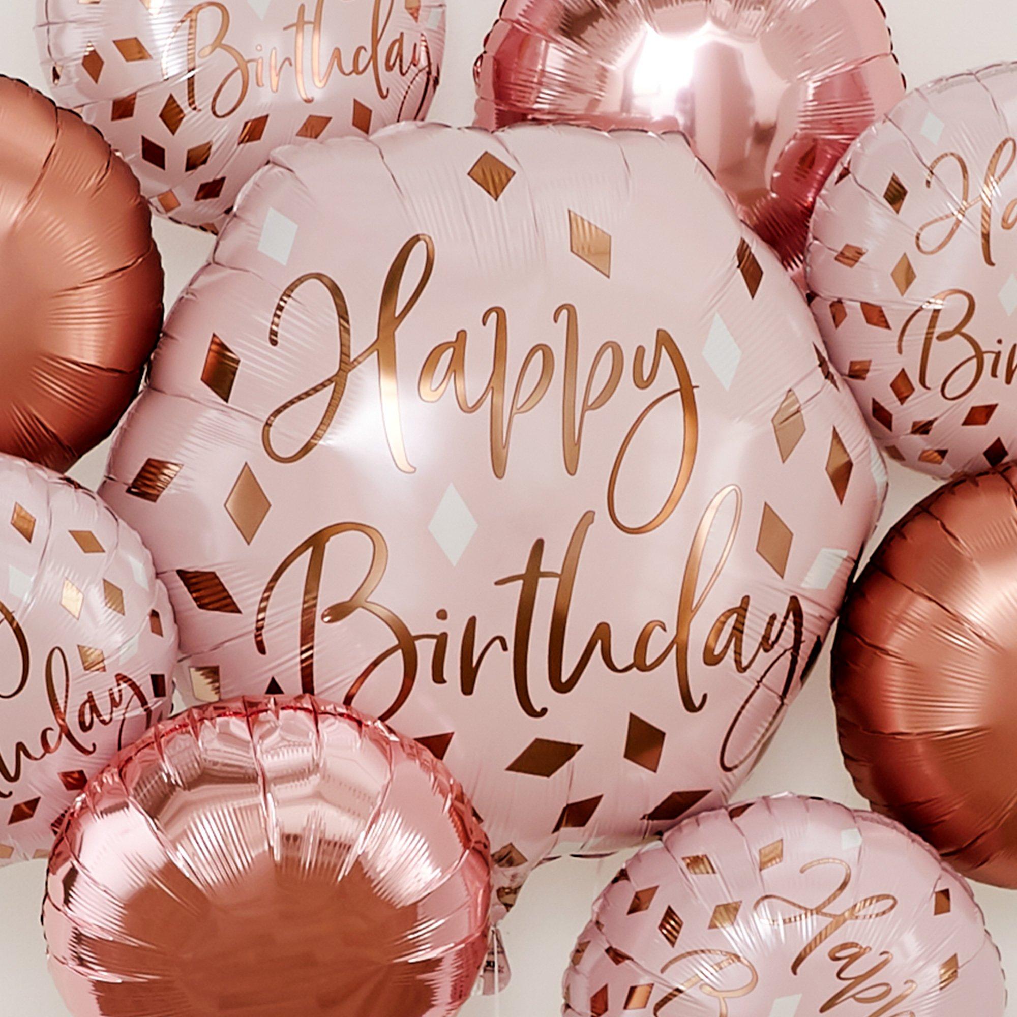 Premium Blush Birthday Foil Balloon Bouquet, 7pc